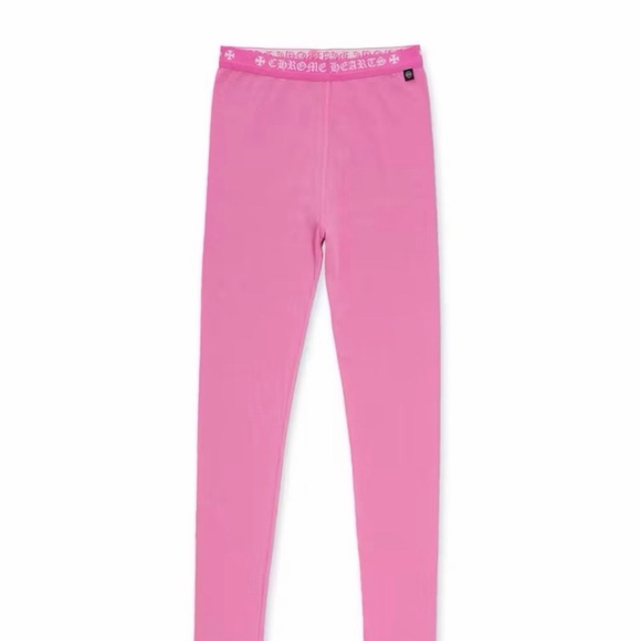 Chrome Hearts Kids Pink Logo Waistband Leggings
